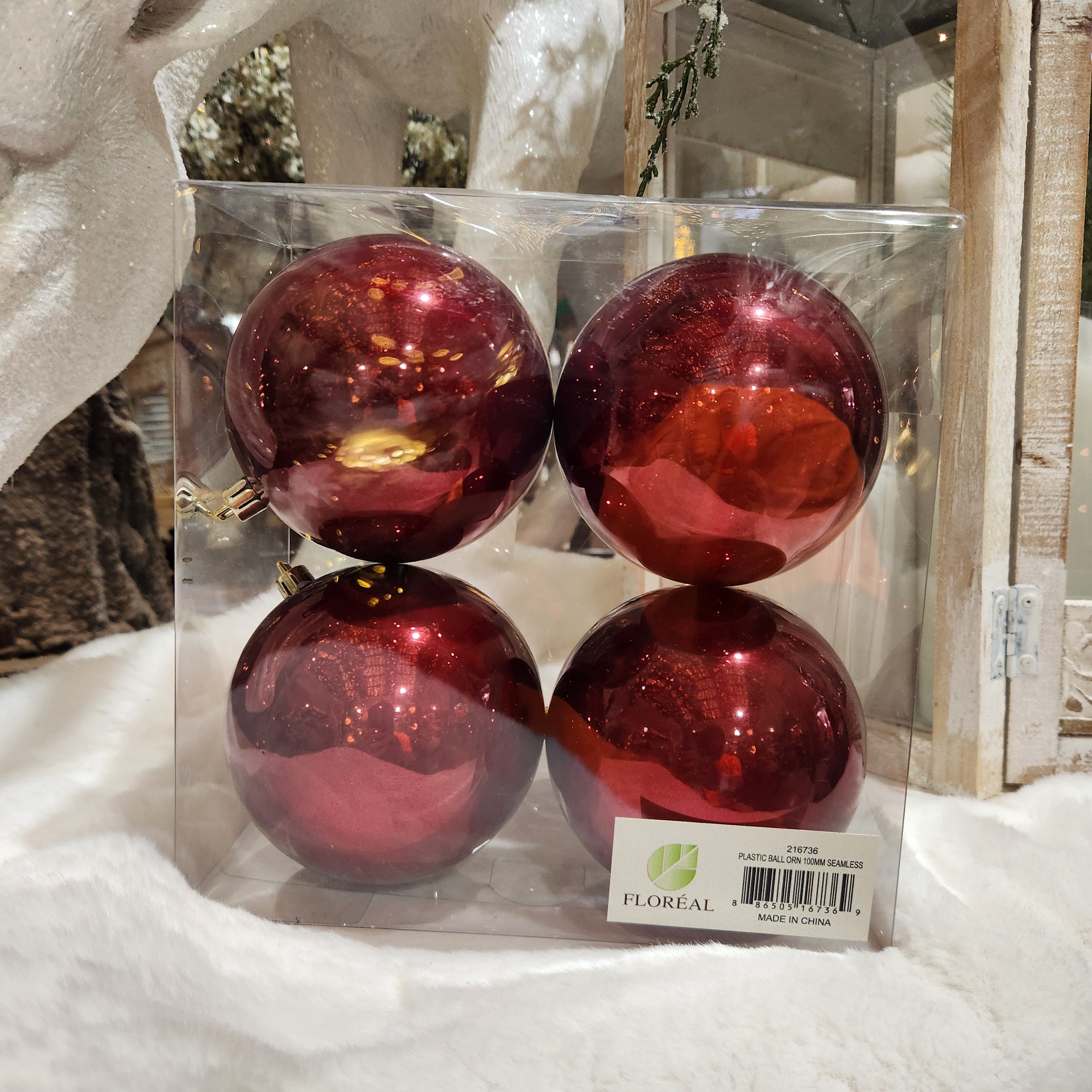 4 boules en plastique sans joint bourgogne 4"