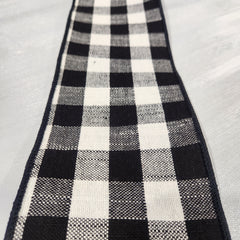 Black and White Plaid Woven Ribbon 4" x 30'