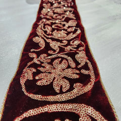 Wine Red and Gold Vine Velvet Ribbon 4" x 15'