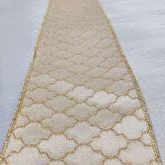 Natural ribbon with gold lines 4" x 15'