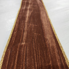 Brown and Gold Velvet Ribbon 4"x 15'