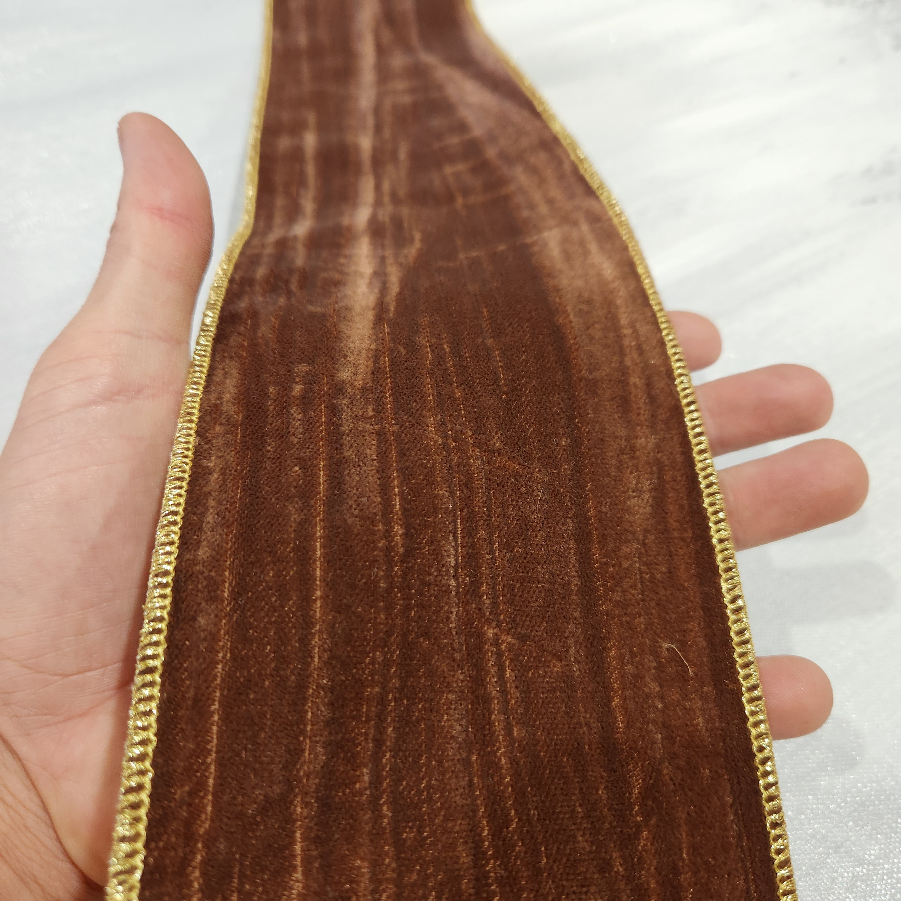 Brown and Gold Velvet Ribbon 4"x 15'