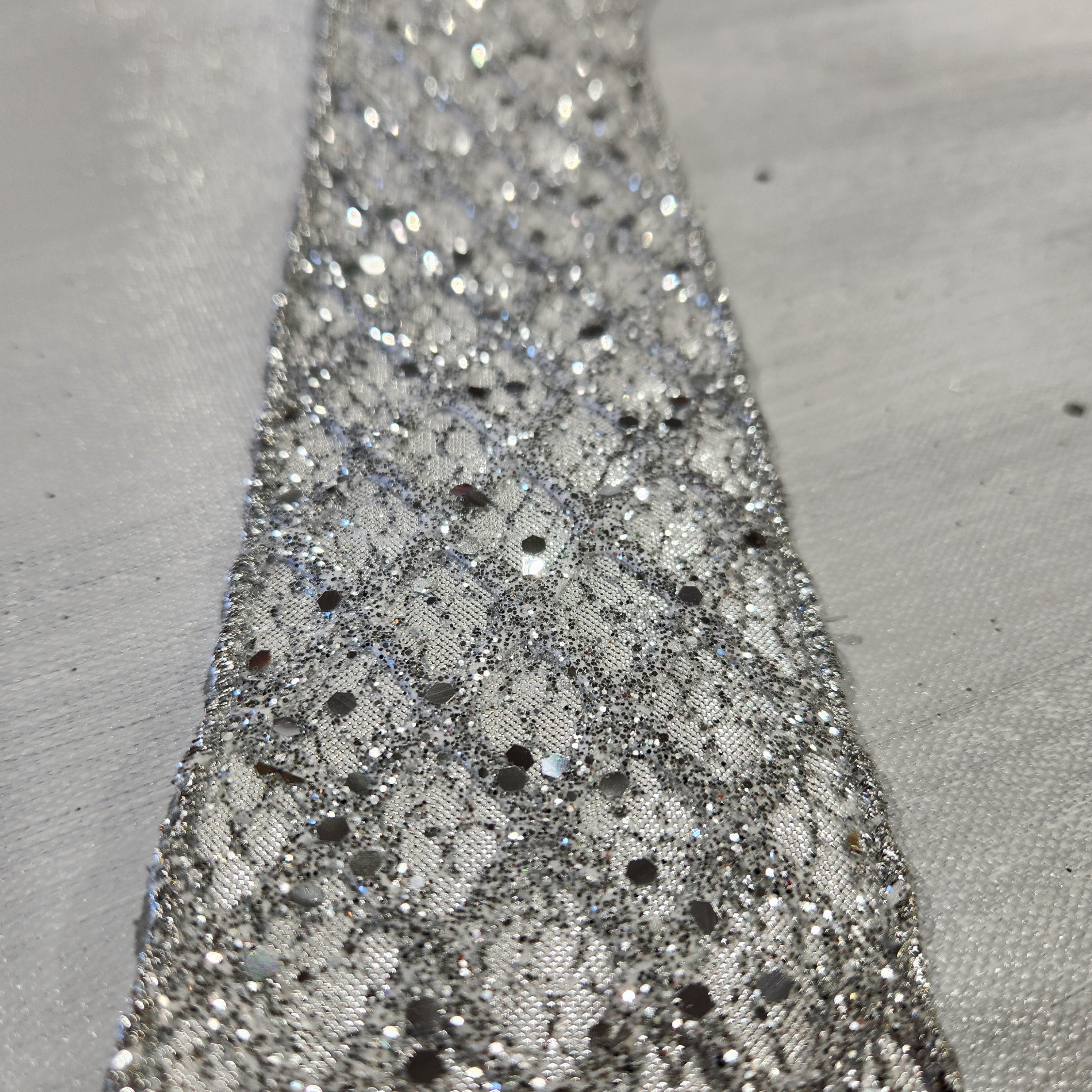 Silver Diamond Frosted Ribbon 2.5" x 30'