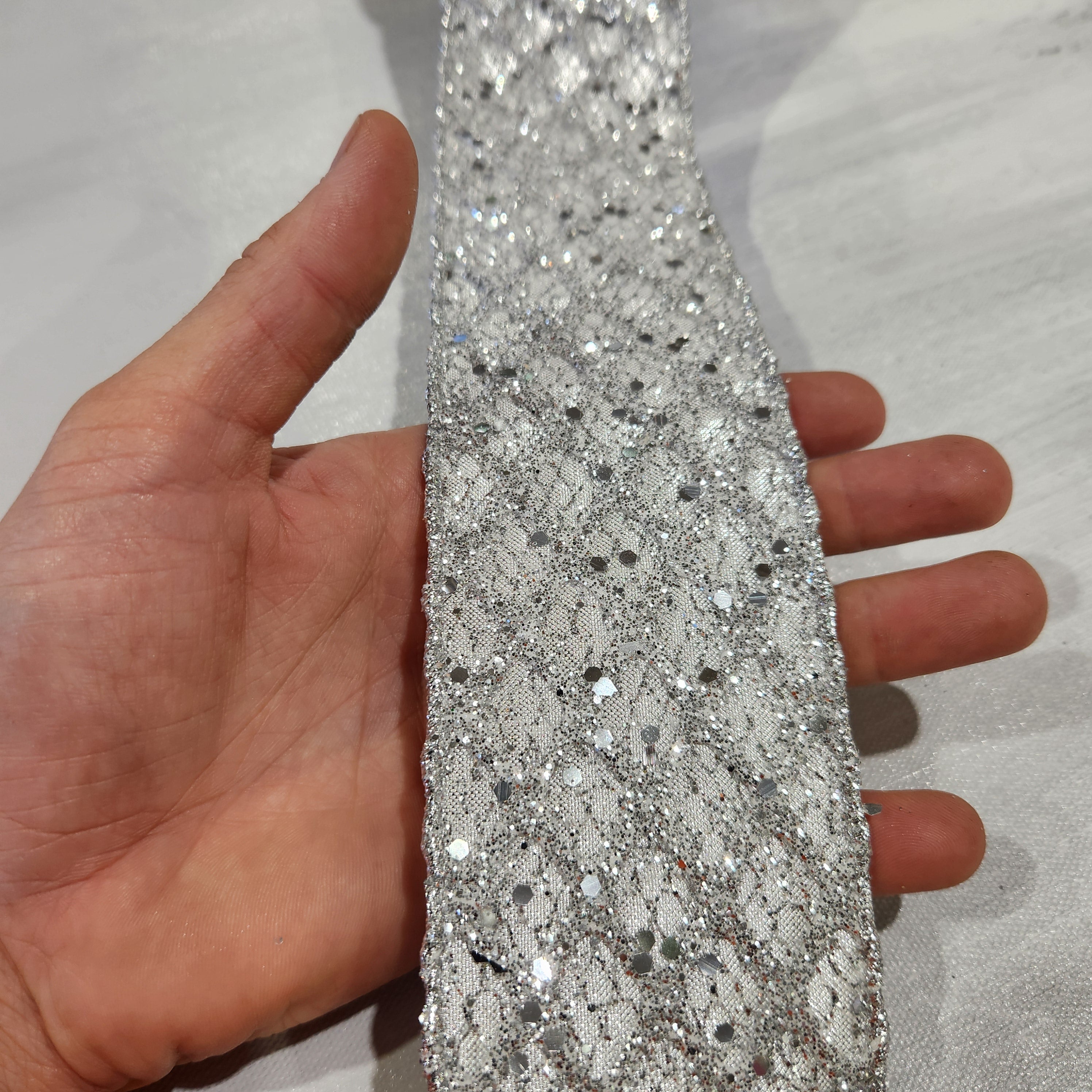 Silver Diamond Frosted Ribbon 2.5" x 30'