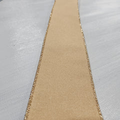 Natural Linen Ribbon with Gold Trim 2.5" x 30'