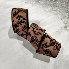 Copper Satin Ribbon with Black Pattern 2.5" x 30'