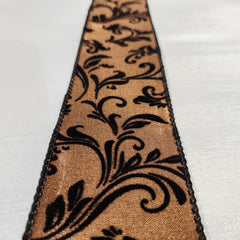 Copper Satin Ribbon with Black Pattern 2.5" x 30'