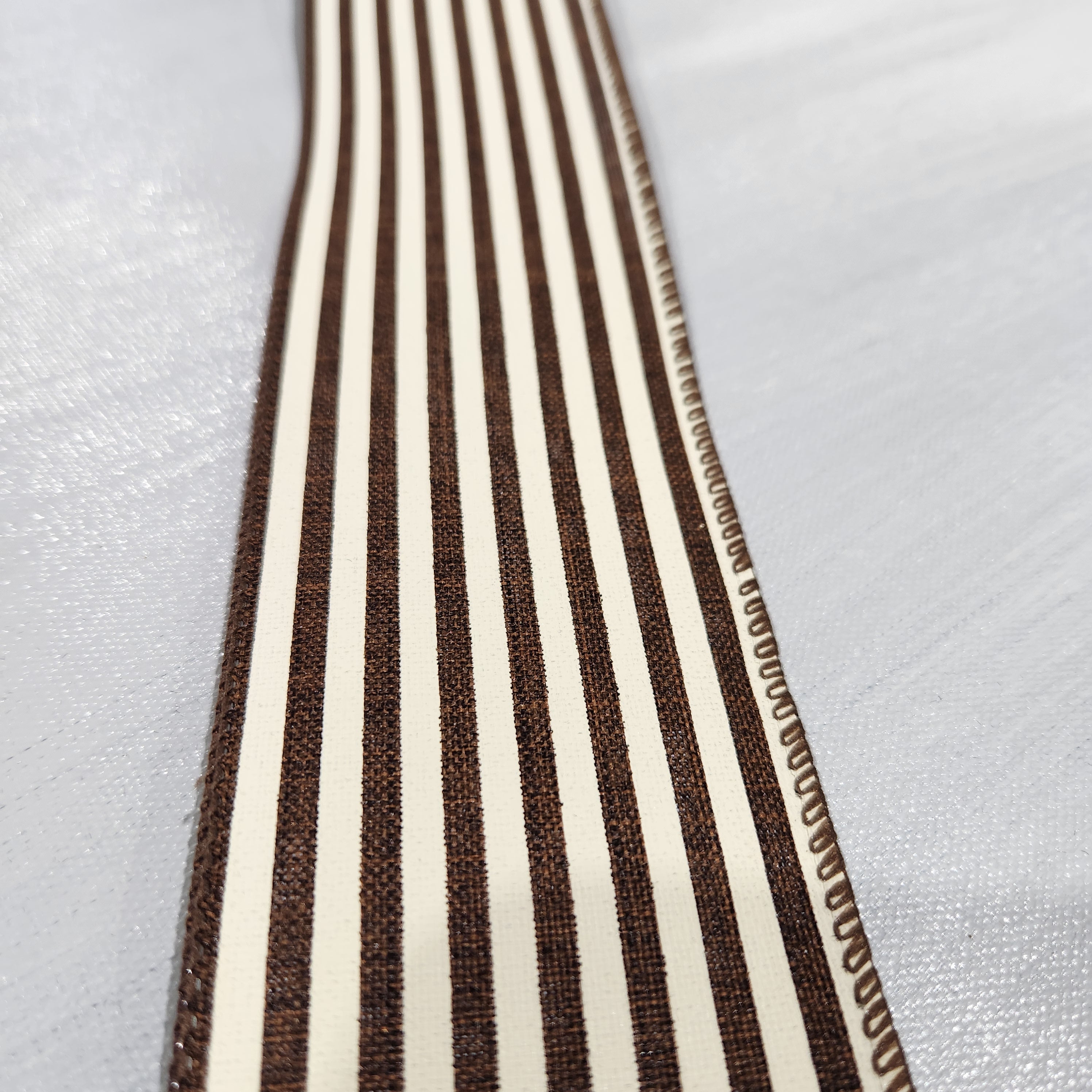 Brown and beige lined ribbon 2.5" x 30'