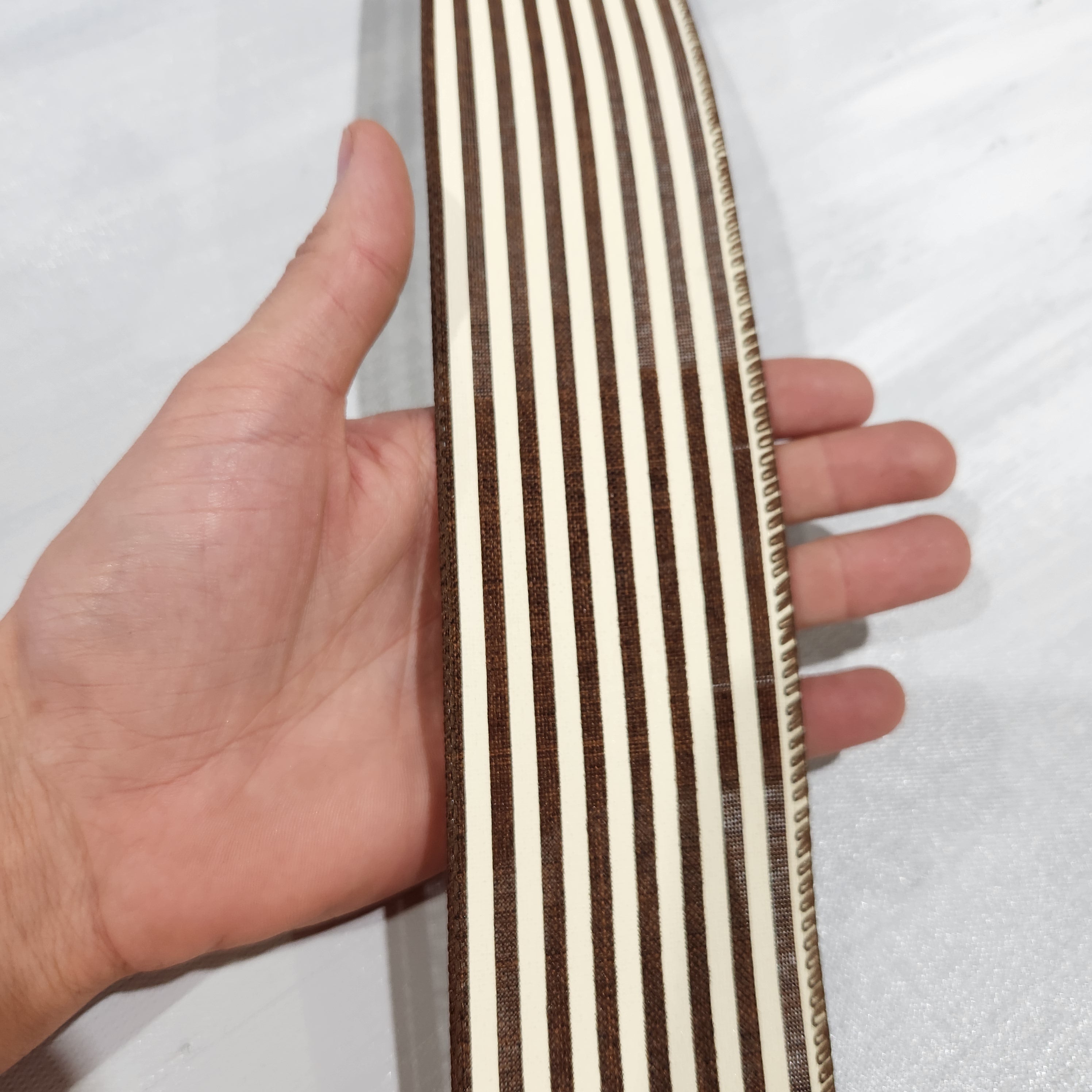 Brown and beige lined ribbon 2.5" x 30'