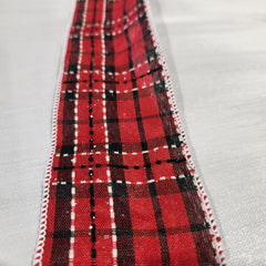 Red, Black and White Plaid Ribbon 2.5" x 30'