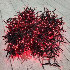 1000 Red LED Lights, Green Wire, Indoor and Outdoor, 8 Functions, 74'