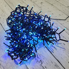 500 Blue, Green and Cool White LED Twinkle Lights, 8 Functions, Green Wire, Outdoor, 36.1'