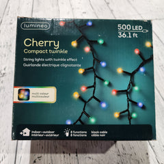 500 lumières DEL 'Cherry' multicolores, fil noir, extérieur, 36,1'