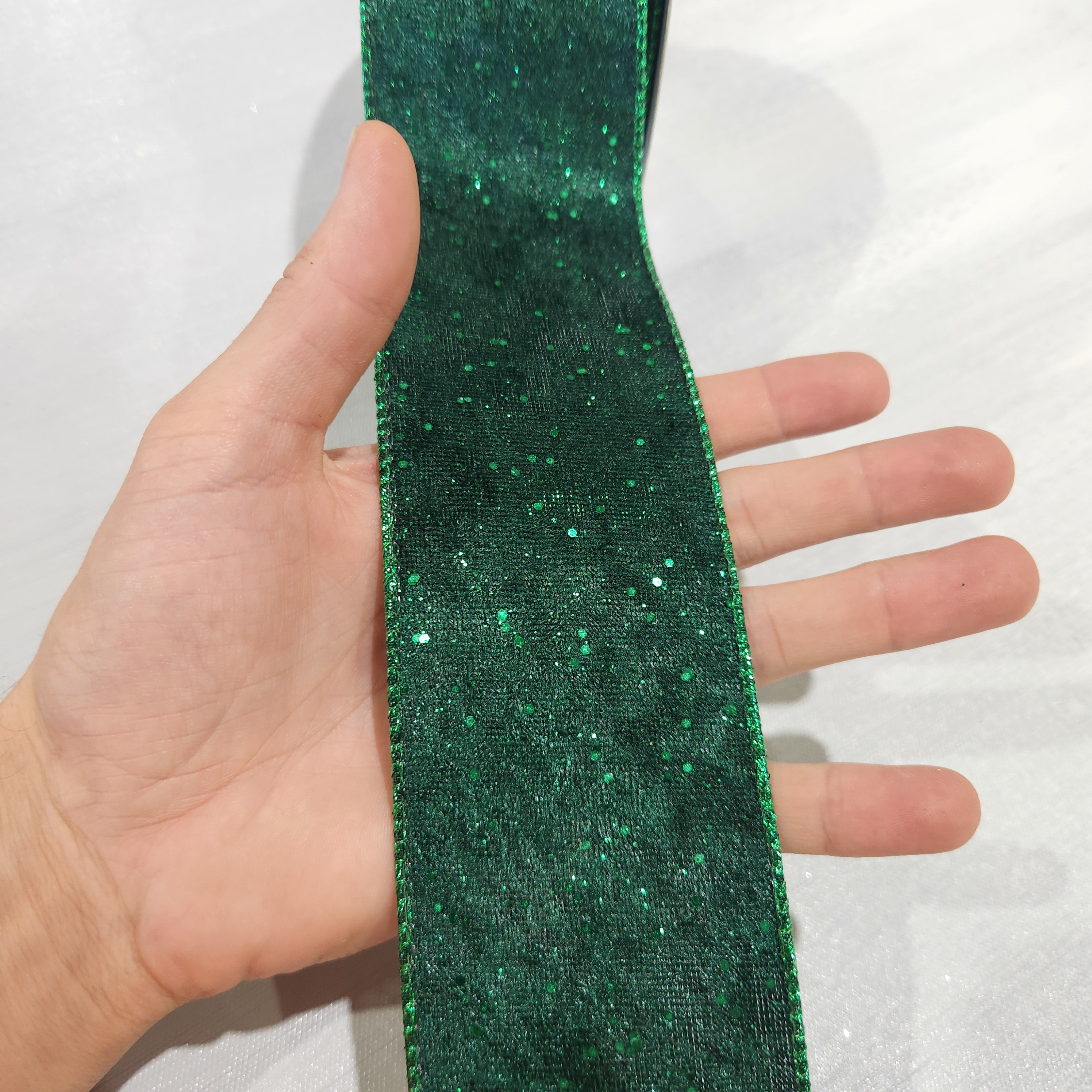 Dark Green Shiny Luxury Velvet Ribbon 2.5" x 30'