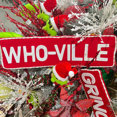 Red and White 'Who-Ville' Sign 6" x 21"