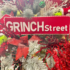 Red and White 'Grinch Street' Sign 6" x 21"