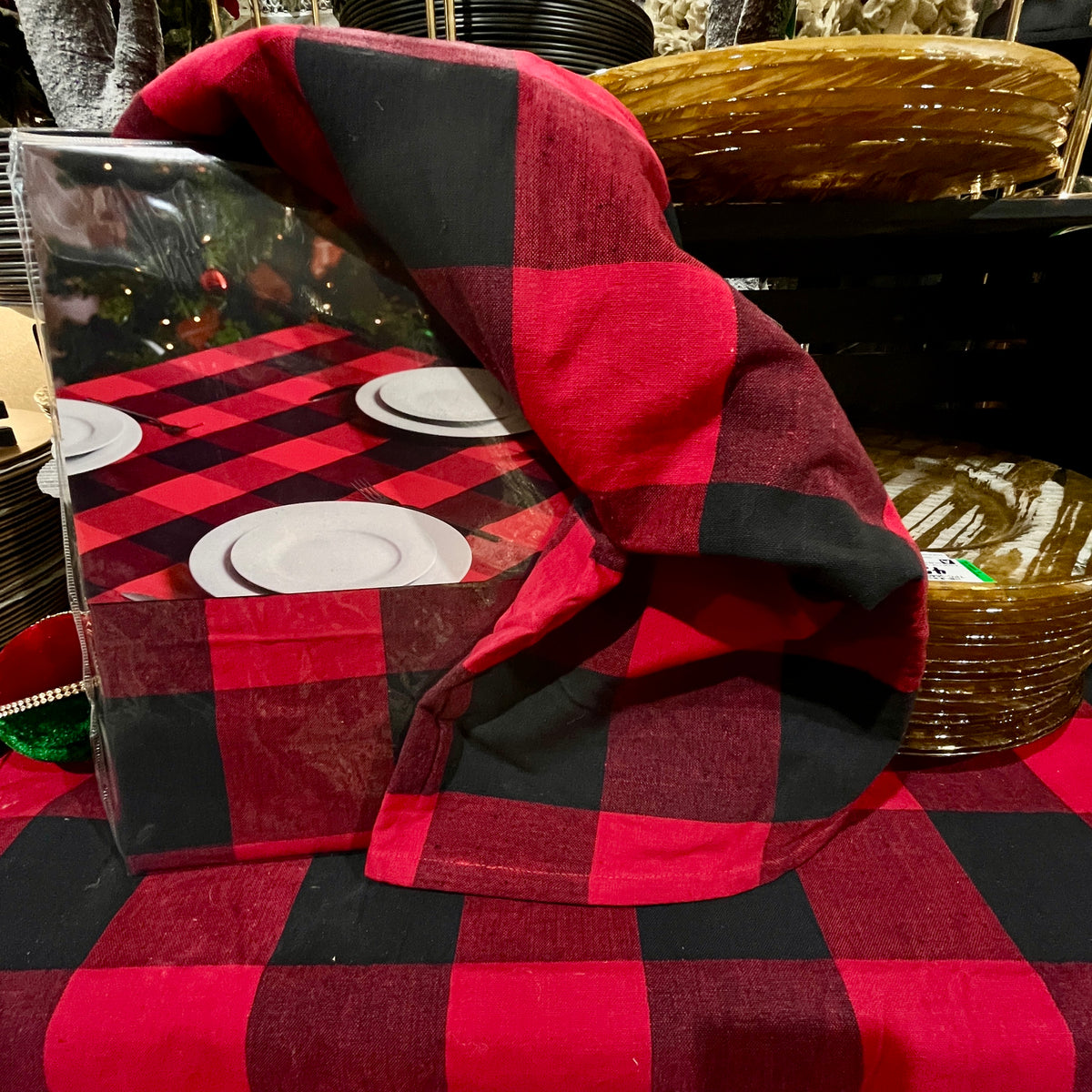 Red and Black Buffalo Check Tablecloth 52" x 70"