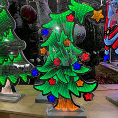 Arbre de Noël Infini avec base verte et lumières multicolores 23,5"