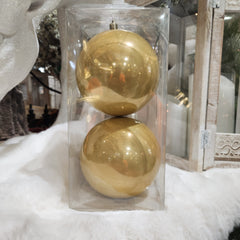 2 Seamless Gold Plastic Balls, 4.7"