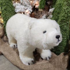 11.8" White Faux Fur Polar Bear