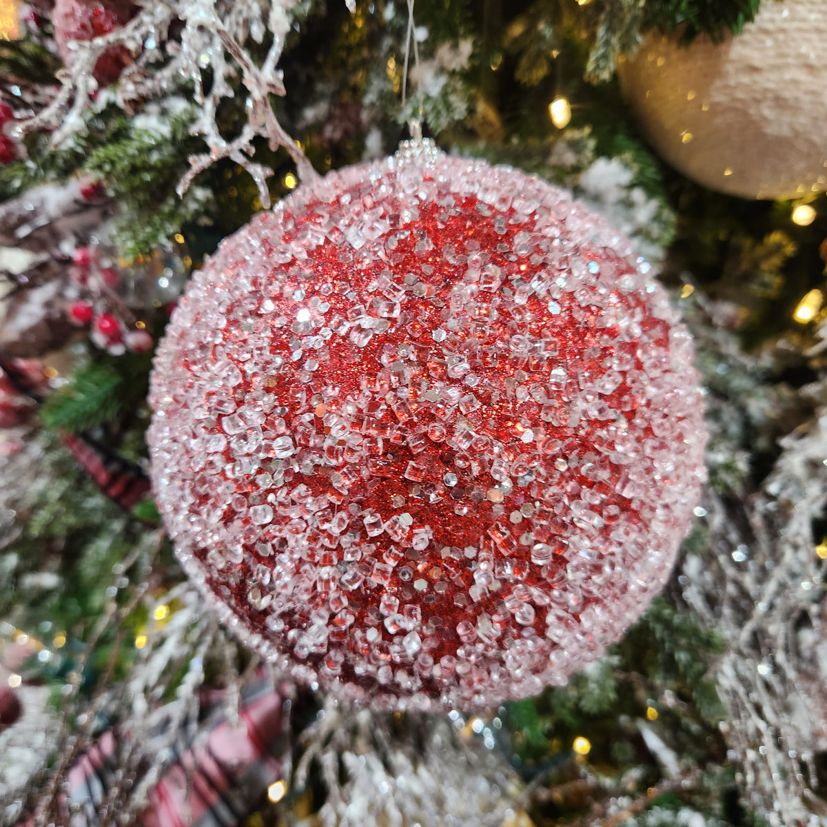 Boule rouge glacée 6"