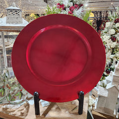 Assiette déco plastique rouge 16"