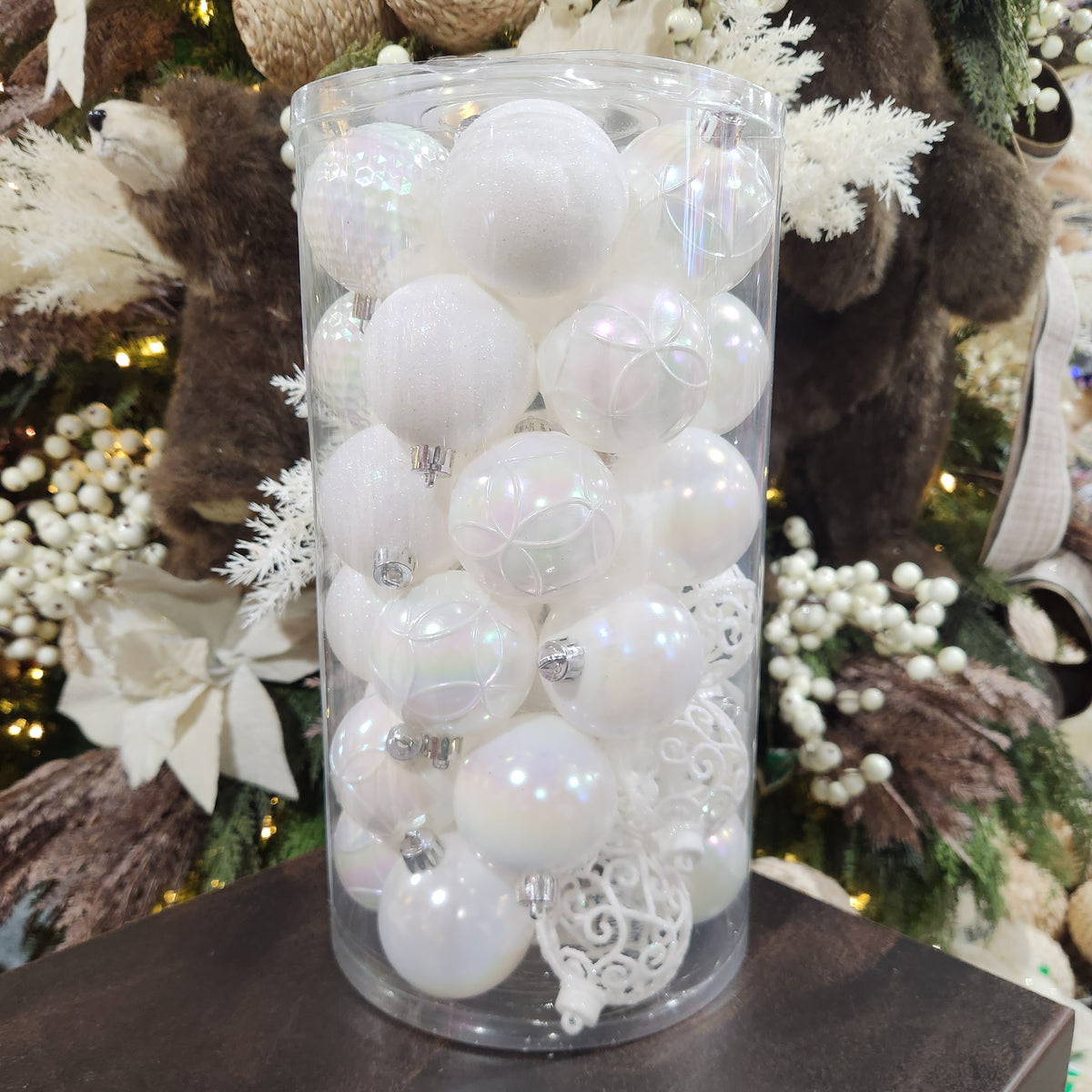 2.5" Iridescent White Shatterproof Balls