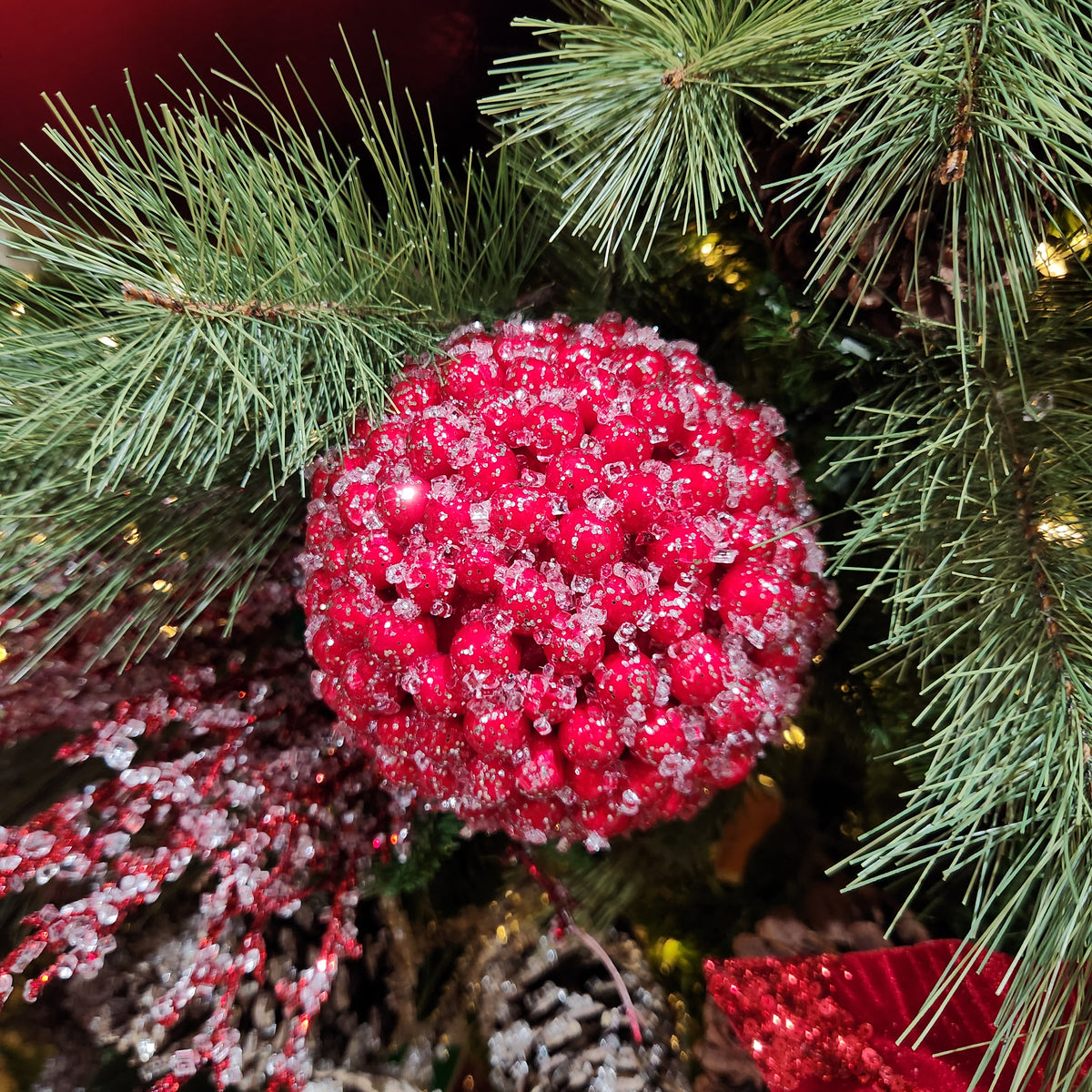 6" Red Glazed Berry Ball