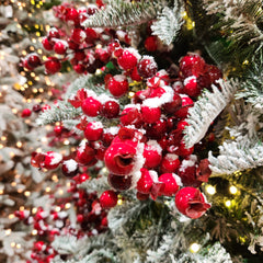 Tige de baies enneigées neige et rouge 15"