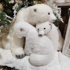 Famille d'ours polaires assis blanc 16"