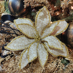 Poinsettia stem with shiny edges 22"