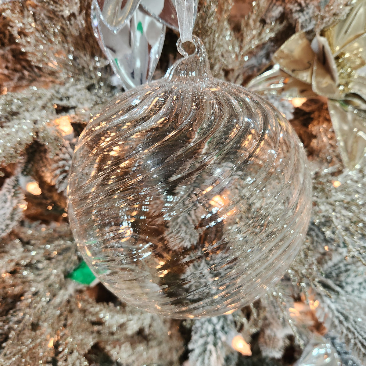 6" Clear Spiral Glass Ball