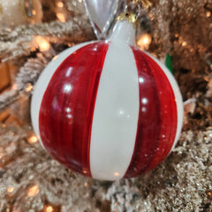 Boule rayure rouge/blanc 4"