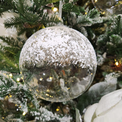 6" Clear Snowy Glass Ball