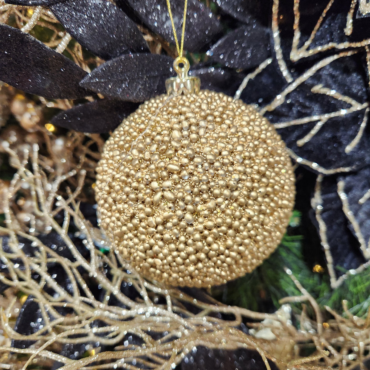 Soft Gold Glitter Pearl Ball 4"