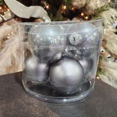 (8) Lustrous and Matte Gray Glass Balls 2.8"