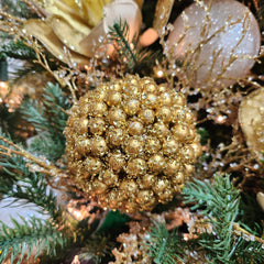 Gold Frosted Pearl Ball 4" 