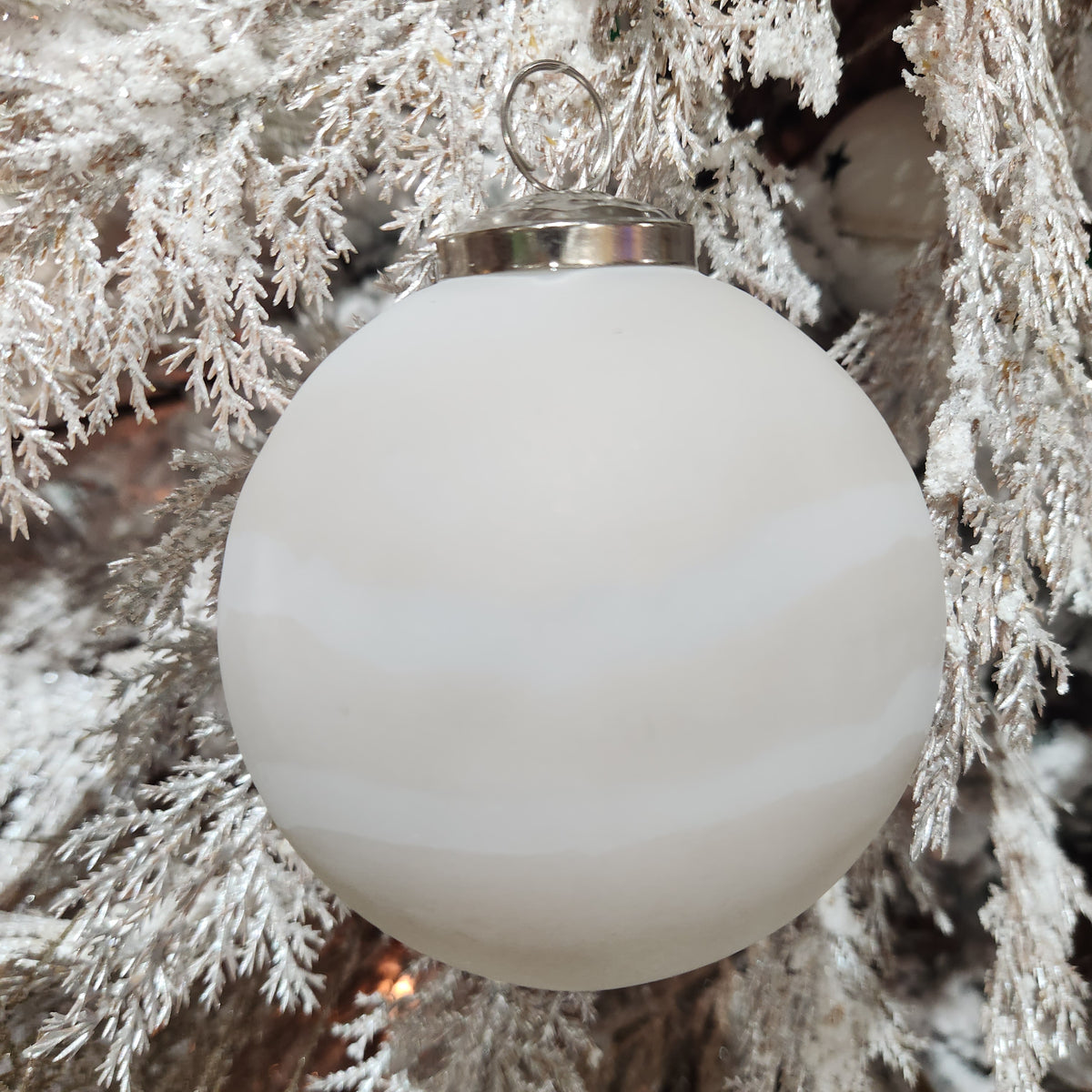 4" Matte White Glass Ball