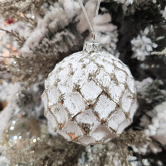 4" Washed White Diamond Glass Ball