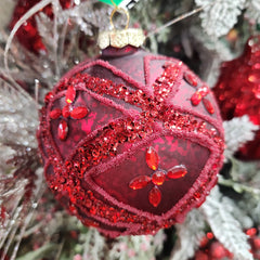 Assorted Red Jeweled Glass Ball 4"