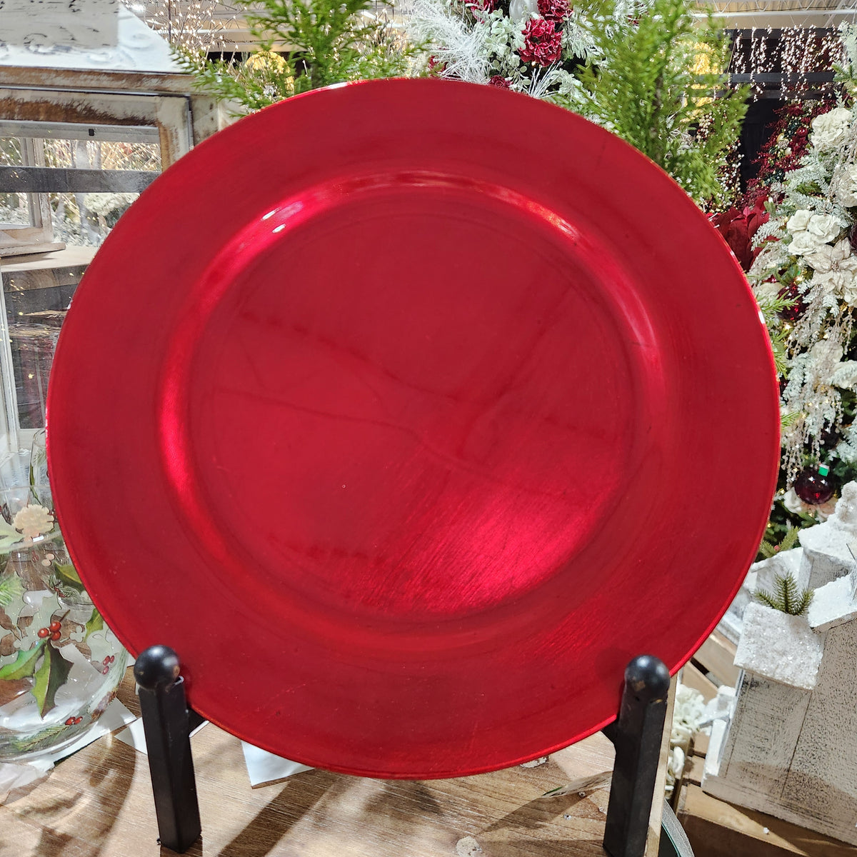 Assiette décoration rouge 13"