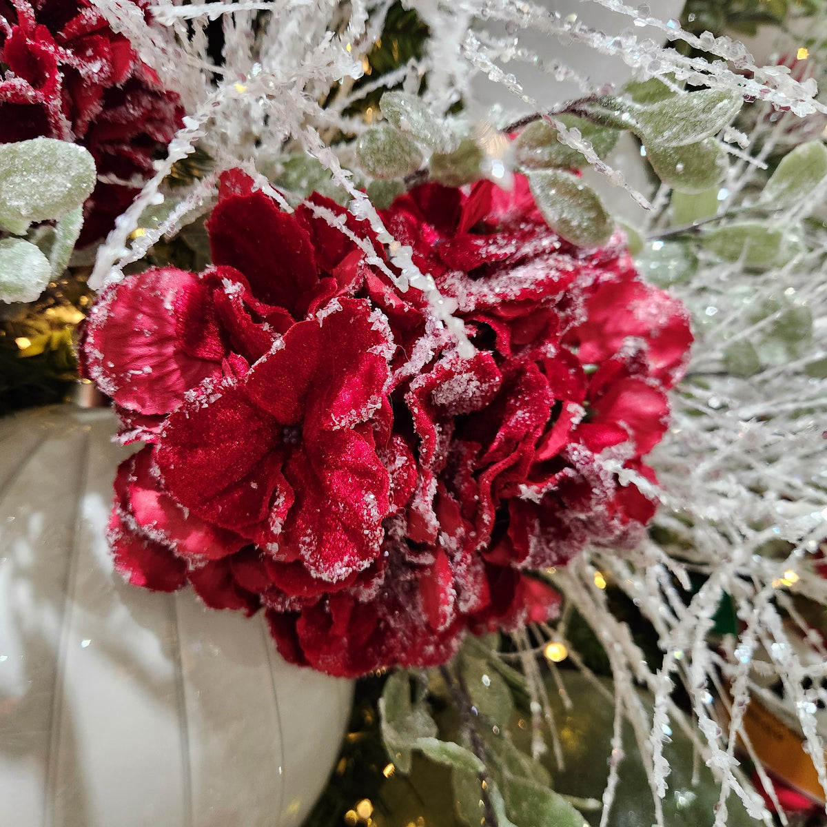 26" Red Frosted Hydrangea Stem