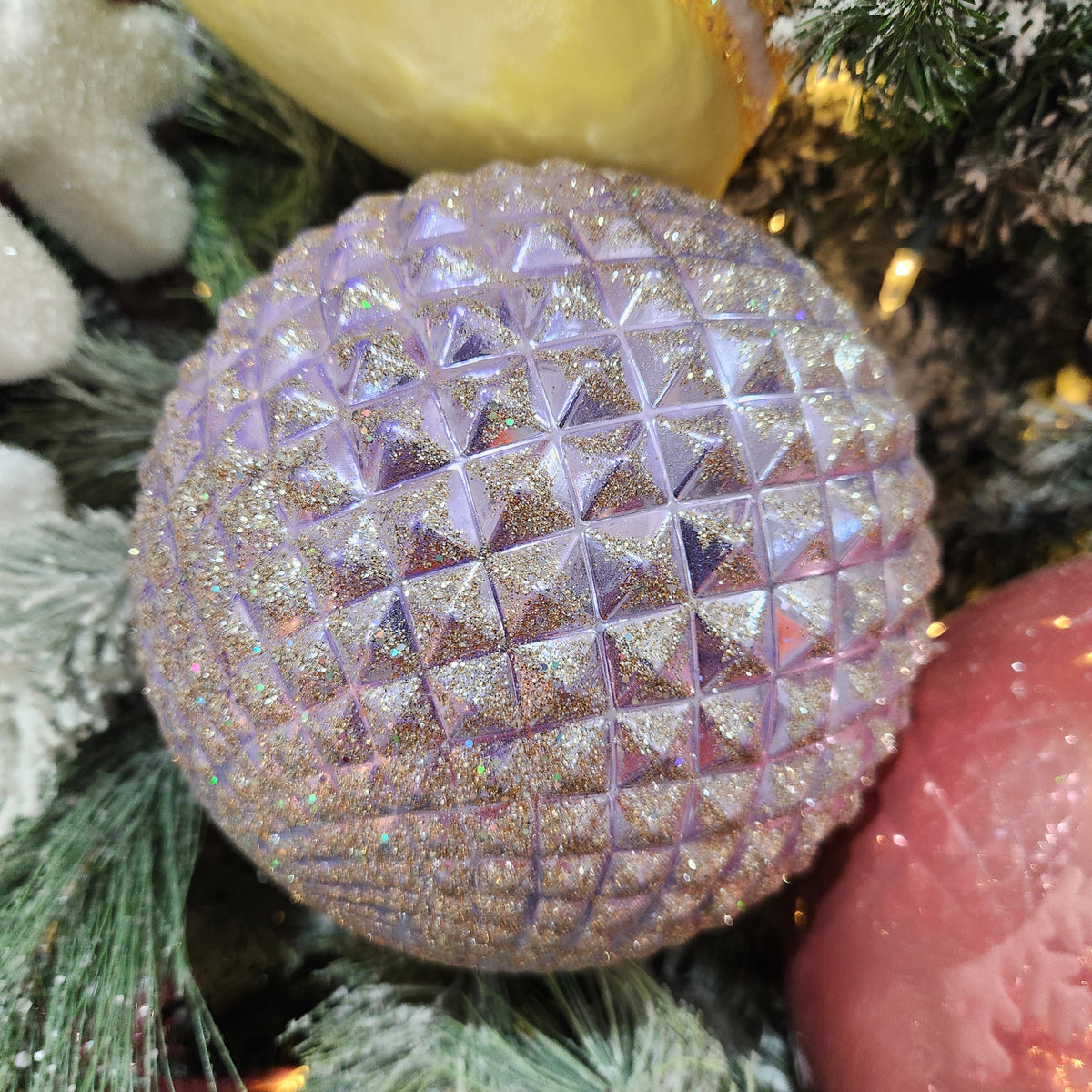 6.7" Lavender and Gold Shiny Diamond Ball