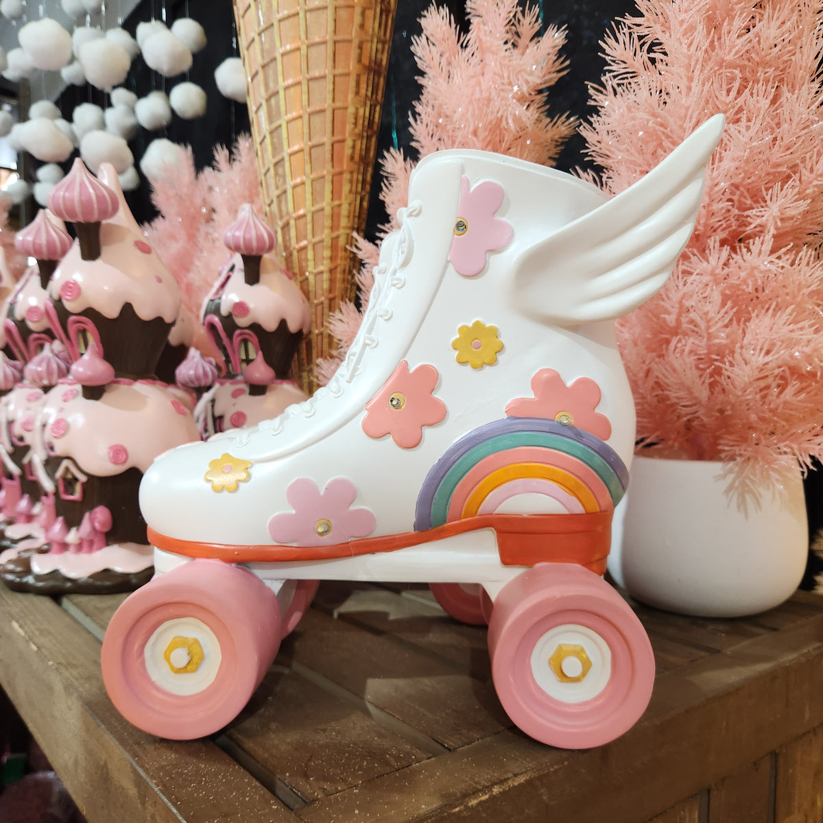 Patins à roulettes avec ailes rouge à LED blanc et multicolore 10"