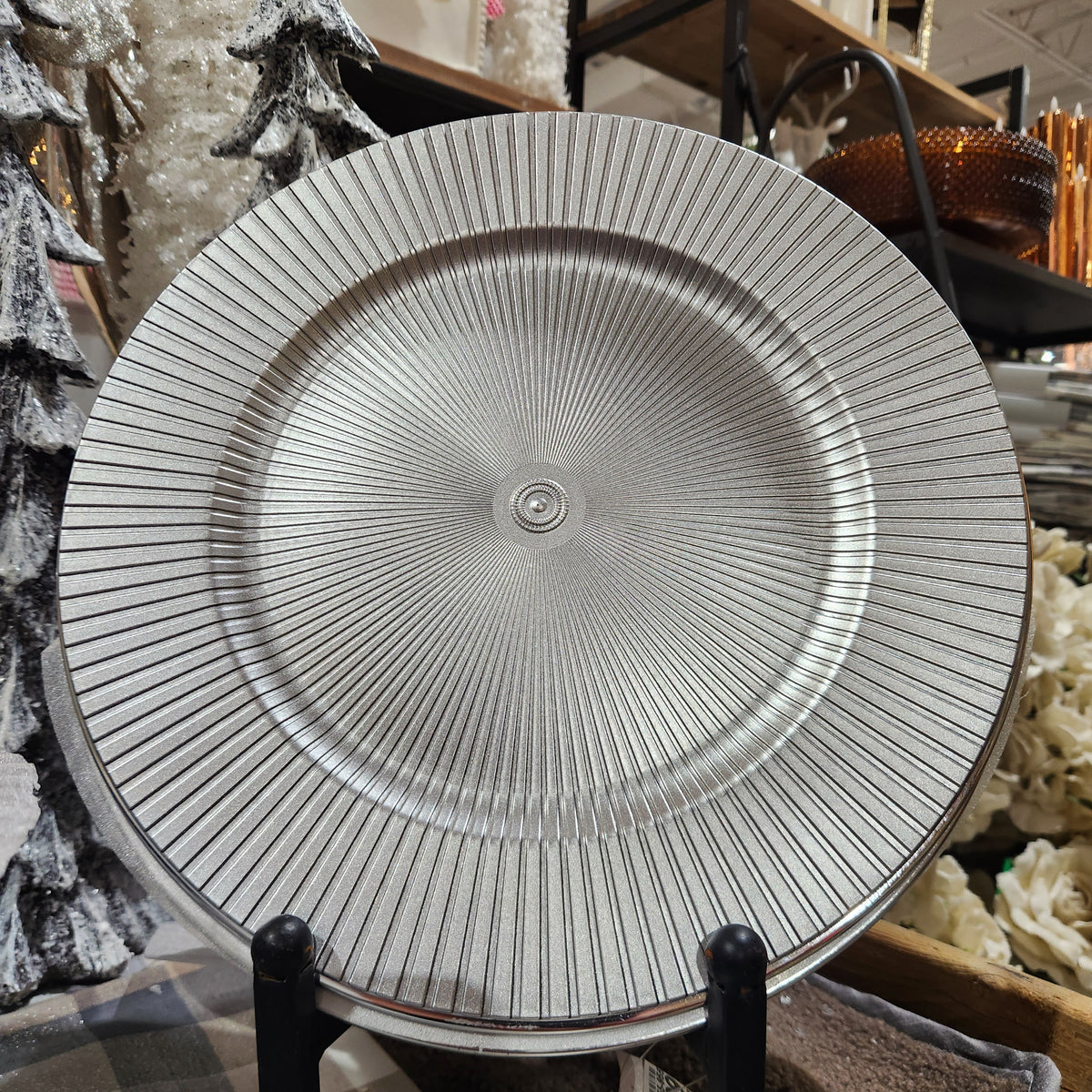 Assiette déco rayon argent 13"