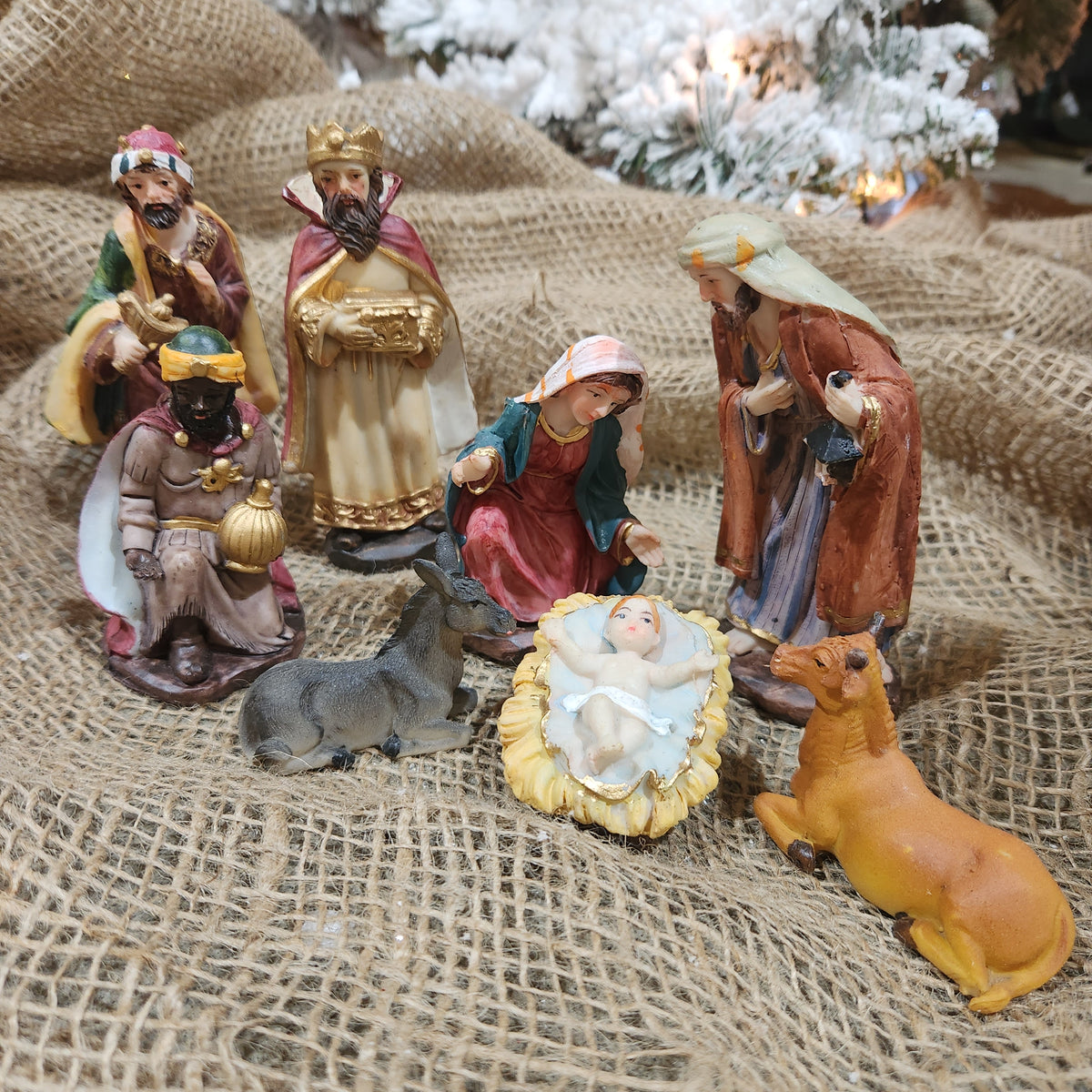 Ensemble de figurines de la Nativité colorées, 8 pièces 4,7"