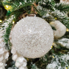 4" White Shiny Glitter Ball