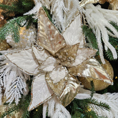 Tige de poinsettia ivoire et champagne 12"