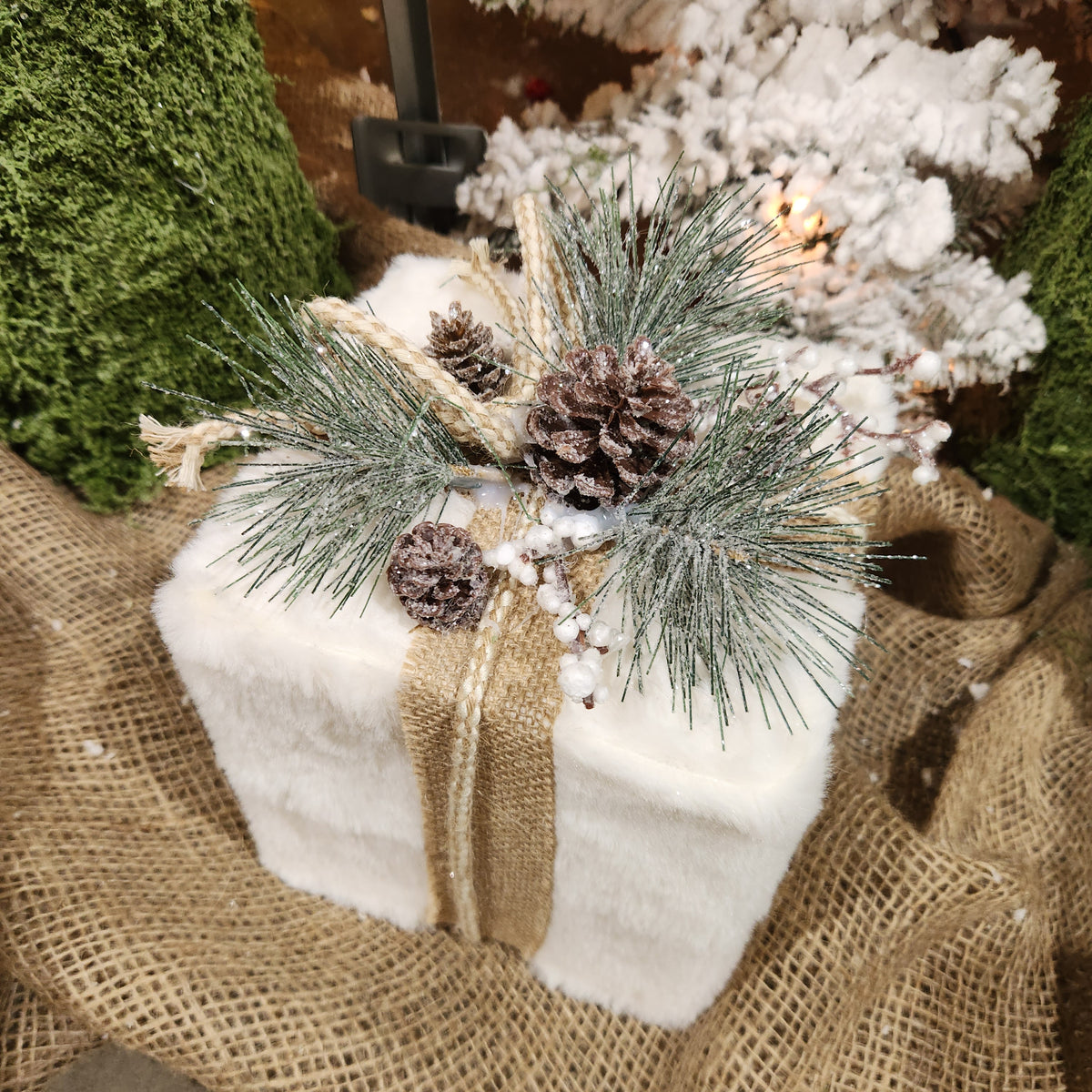 6" Faux Fur Pine Cone Decorative Gift