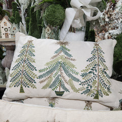 Cream Cotton Three Trees Pillow 23.5" x 16"